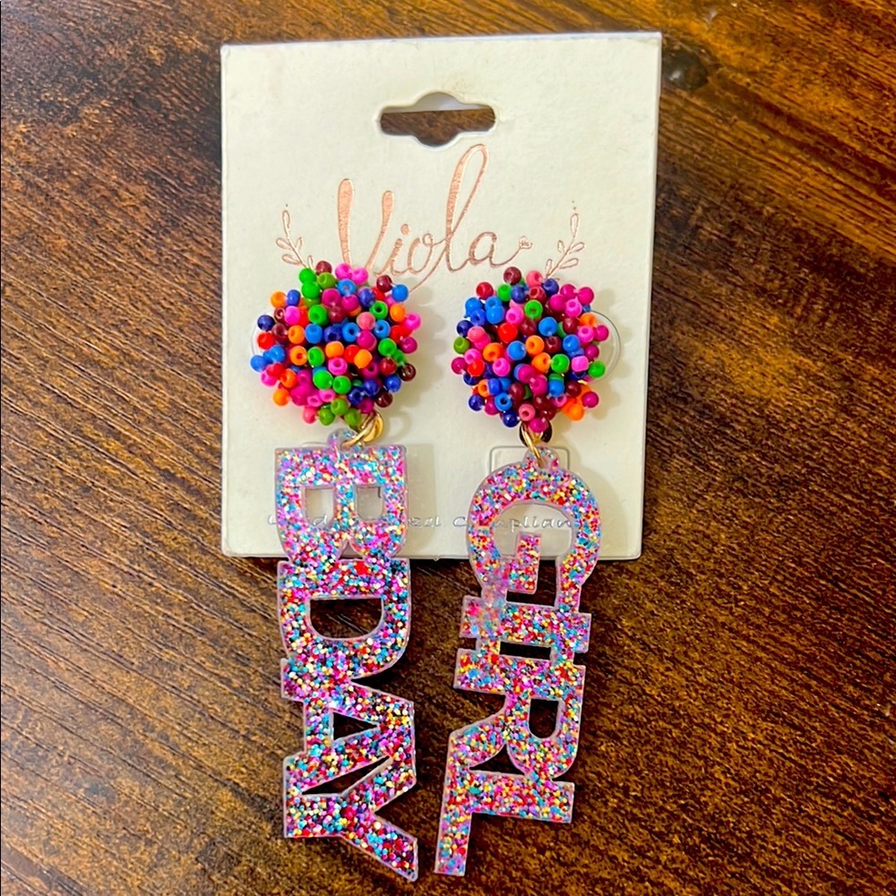 Viola Colorful Beaded BDAY GIRL Earrings Happy Birthday